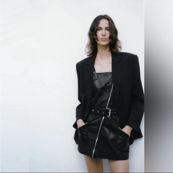 NWT Genuine Leather Zara Biker Dress - Picture 2 of 13